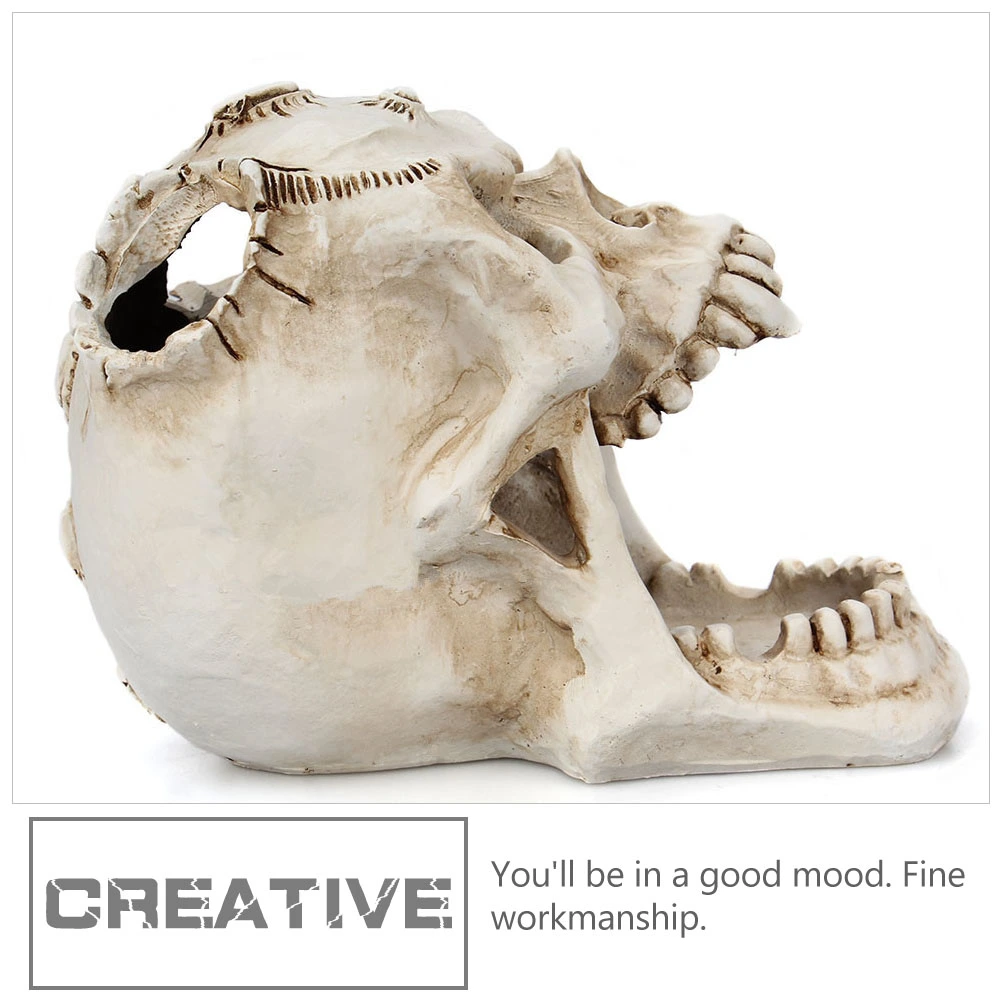 2Pcs skull pen holders jewelry storage boxes Halloween supplies (White)