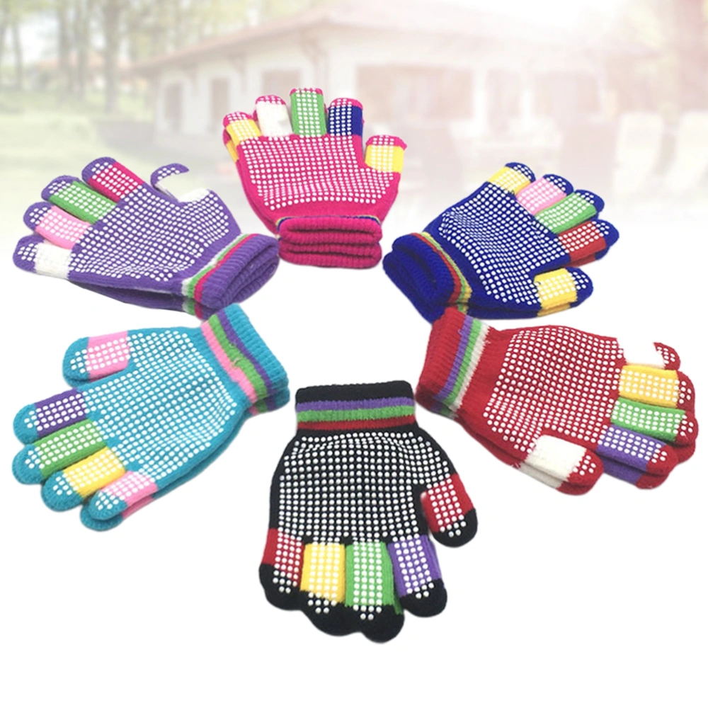 12 Pairs of Kids Gloves Winter Keep Warm Gripper Gloves Non-slip Stretchy Kids Snow Gloves for Boys or Girls (Random Color)