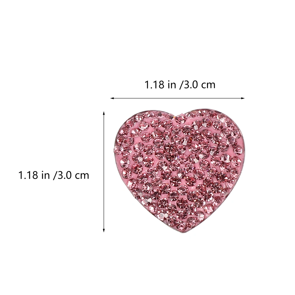 2PCS Fridge Magnet Sticker Heart Shape Rhinestone Stainless Steel Magnet Patch