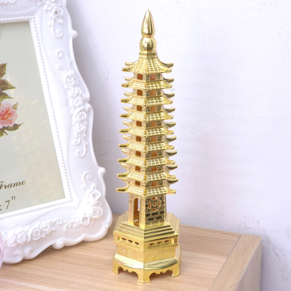 9 layer Tower Miniaturas Metal Decoration Craft Gift Home Decoration Gold Metal Tower Famous Buliding Craft Figurine