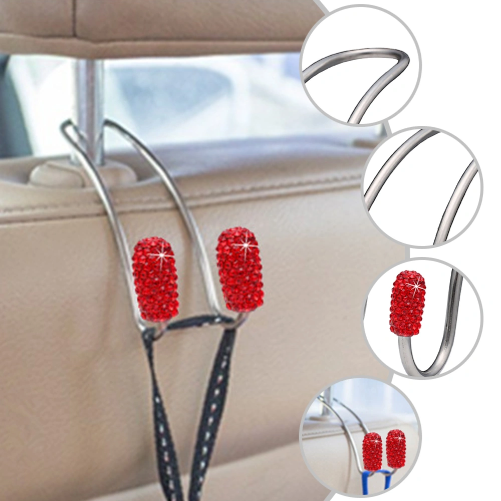 2 Pcs Car Back Seat Hooks Multifunctional Car Hanger Stainless Steel Double Hook