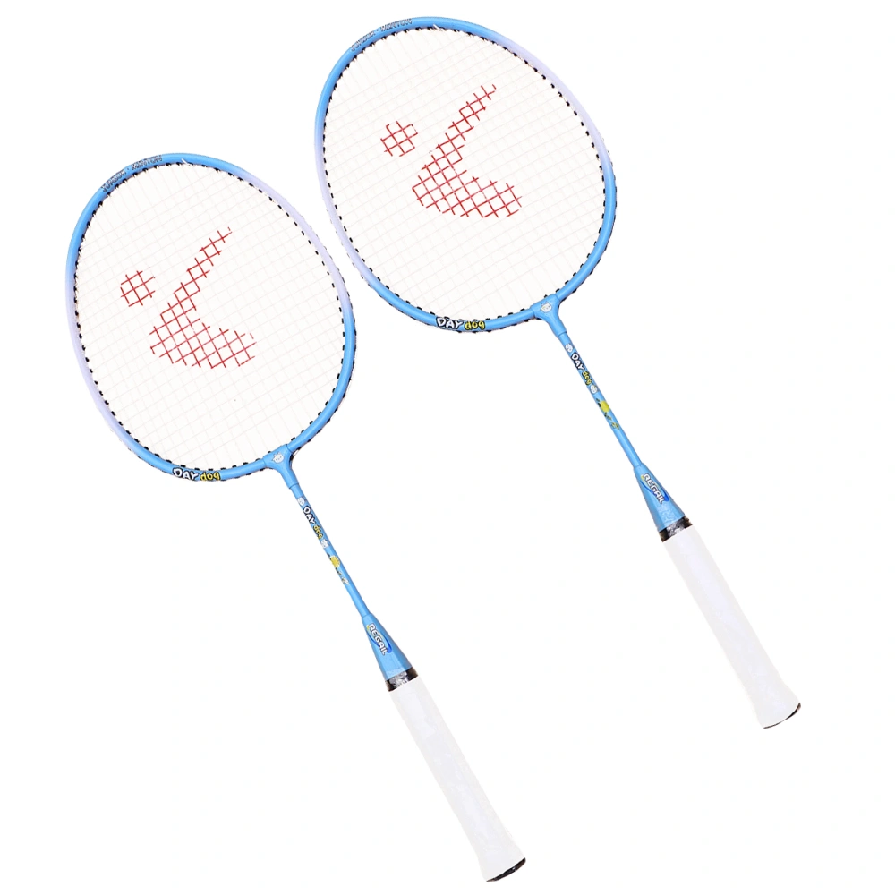 1 Pair Kids Aluminium Alloy Badminton Racket Outdoor Sports Racket Set Training Pats Paternity Children Cartoon Badminton Racket (Blue)