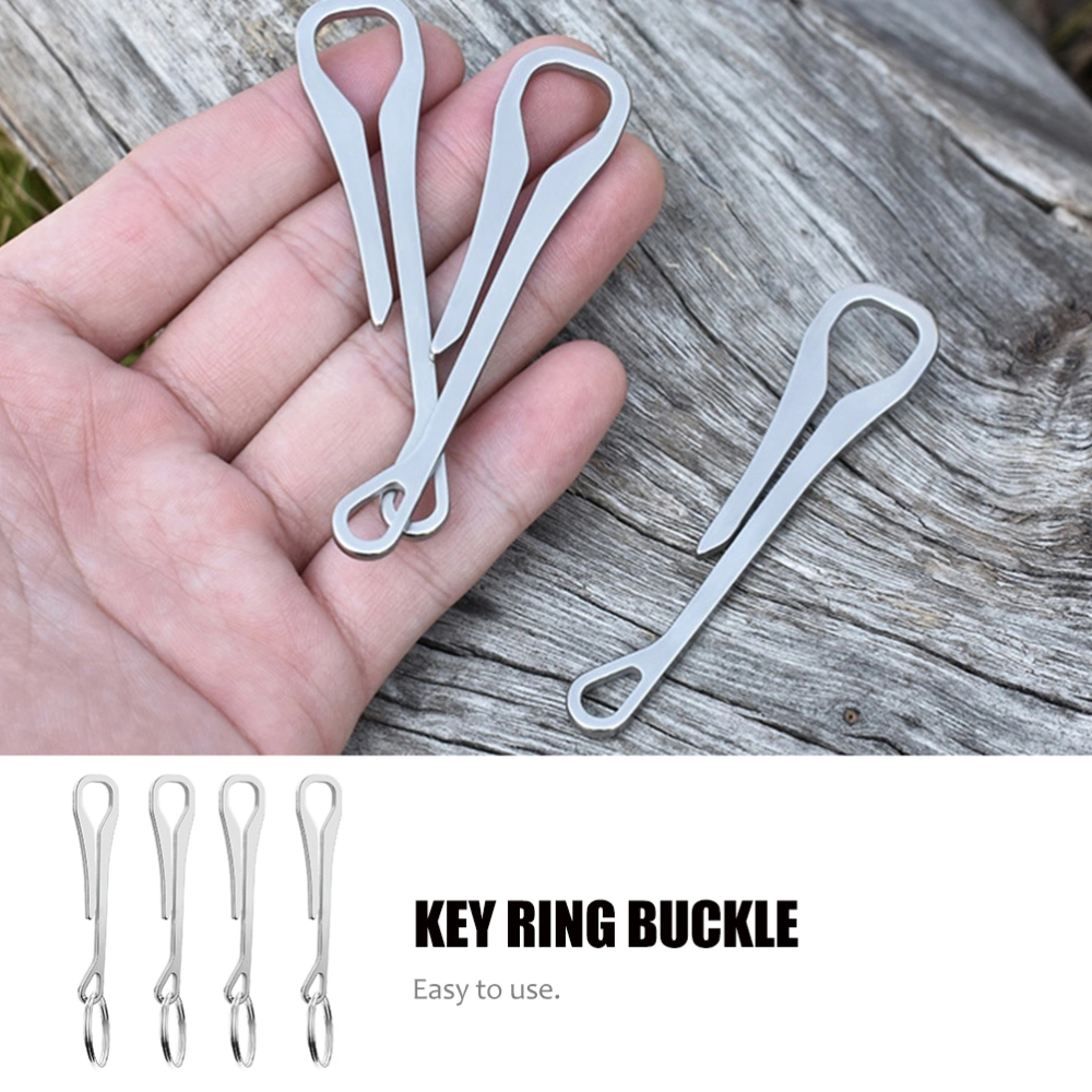 4pcs Portable Keyring Buckles Stainless Steel Key Rings Clamps Hanging Buckles