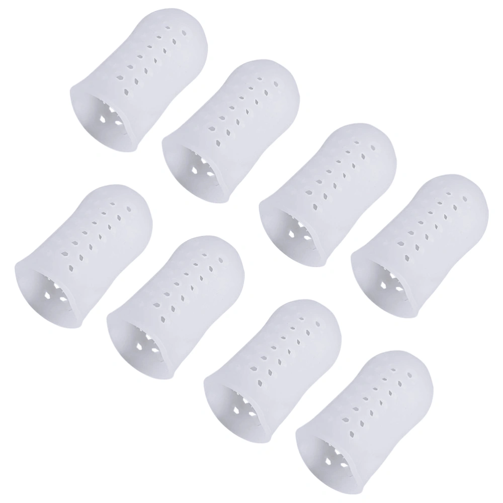 5 Pairs Slotted Toe Sleeve SEBS Gel Toe Cover Protector for Corn Blisters Pain Relief(White)