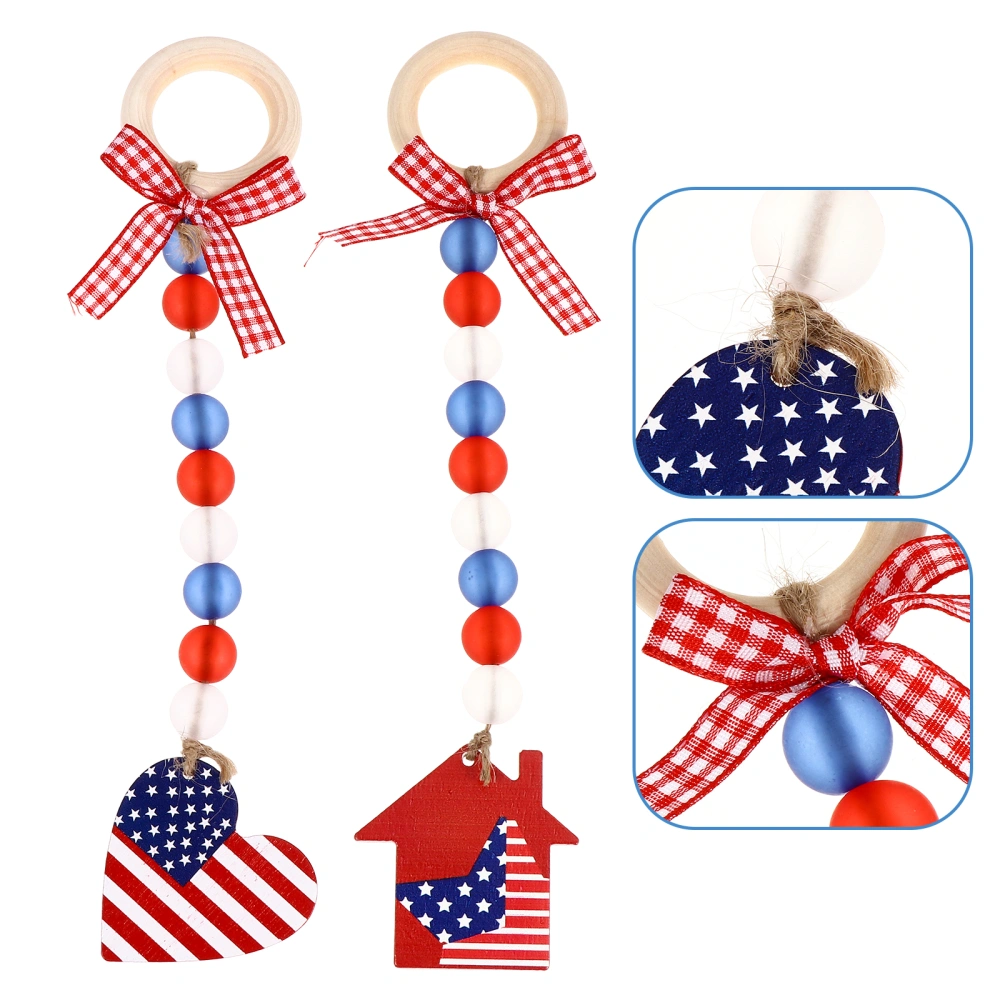 2pcs Independence Day Beads Tassel Pendants Wall Hanging Ornaments Home Decor