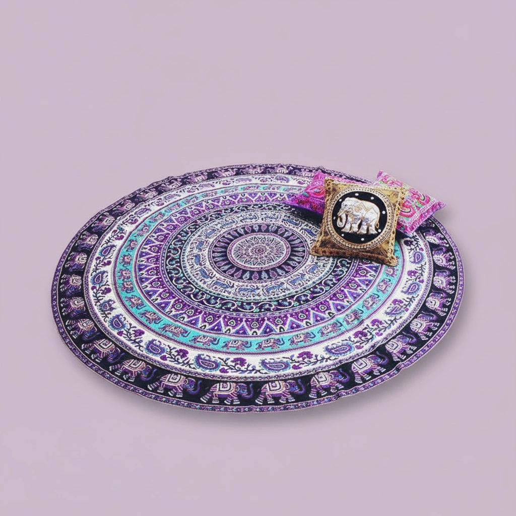 Indian Mandala Large Round Beach Blanket Ultra Multi-Purpose Towel (Random Color)