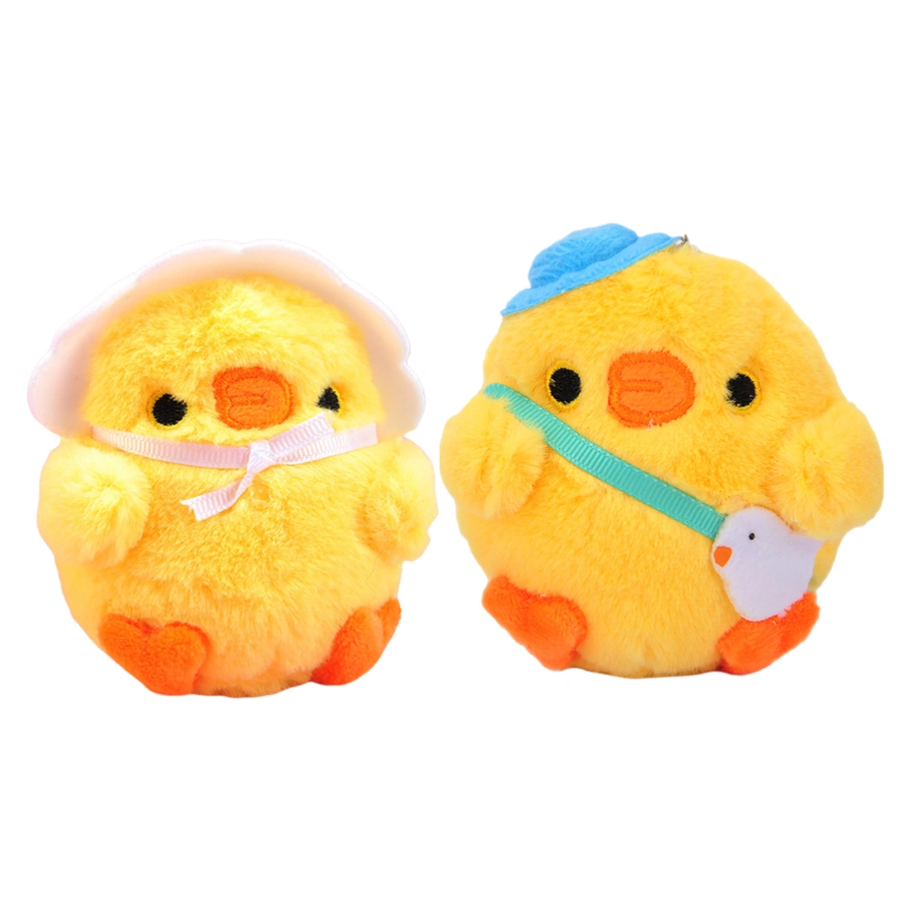 2Pcs Adorable Cartoon Chick Keychain Plush Chick Toy Pendant for Bag Decoration