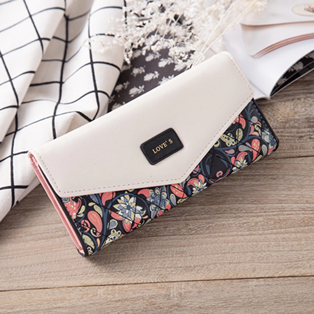 Women Snap Wallet Flower Long Leather Purse Elegant Envelop Wallet for Cash Holding (Black)