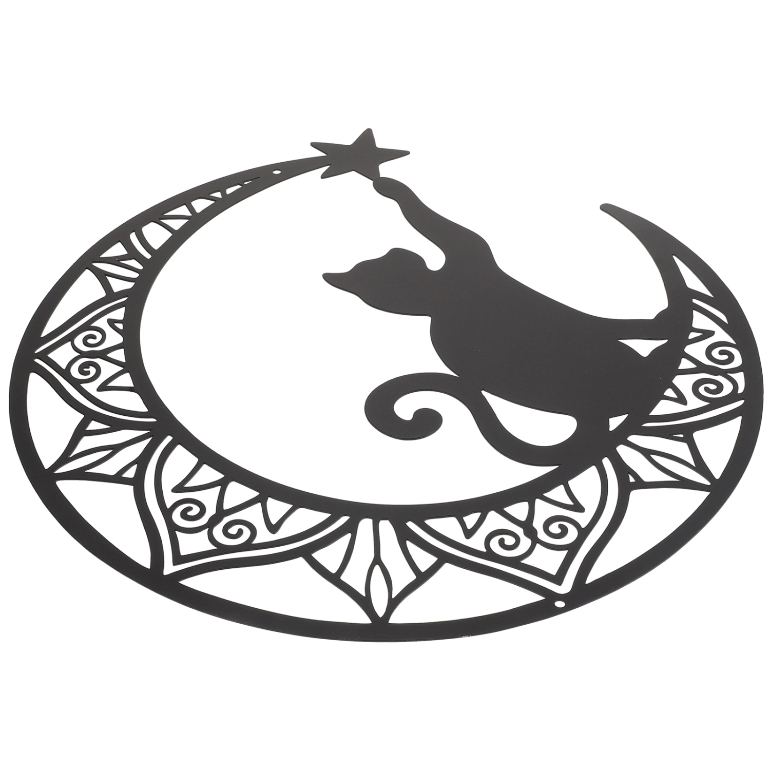 Metal Moon Cat Wall Art Cat Moon Wall Hanging Sculpture for Living Room Bedroom