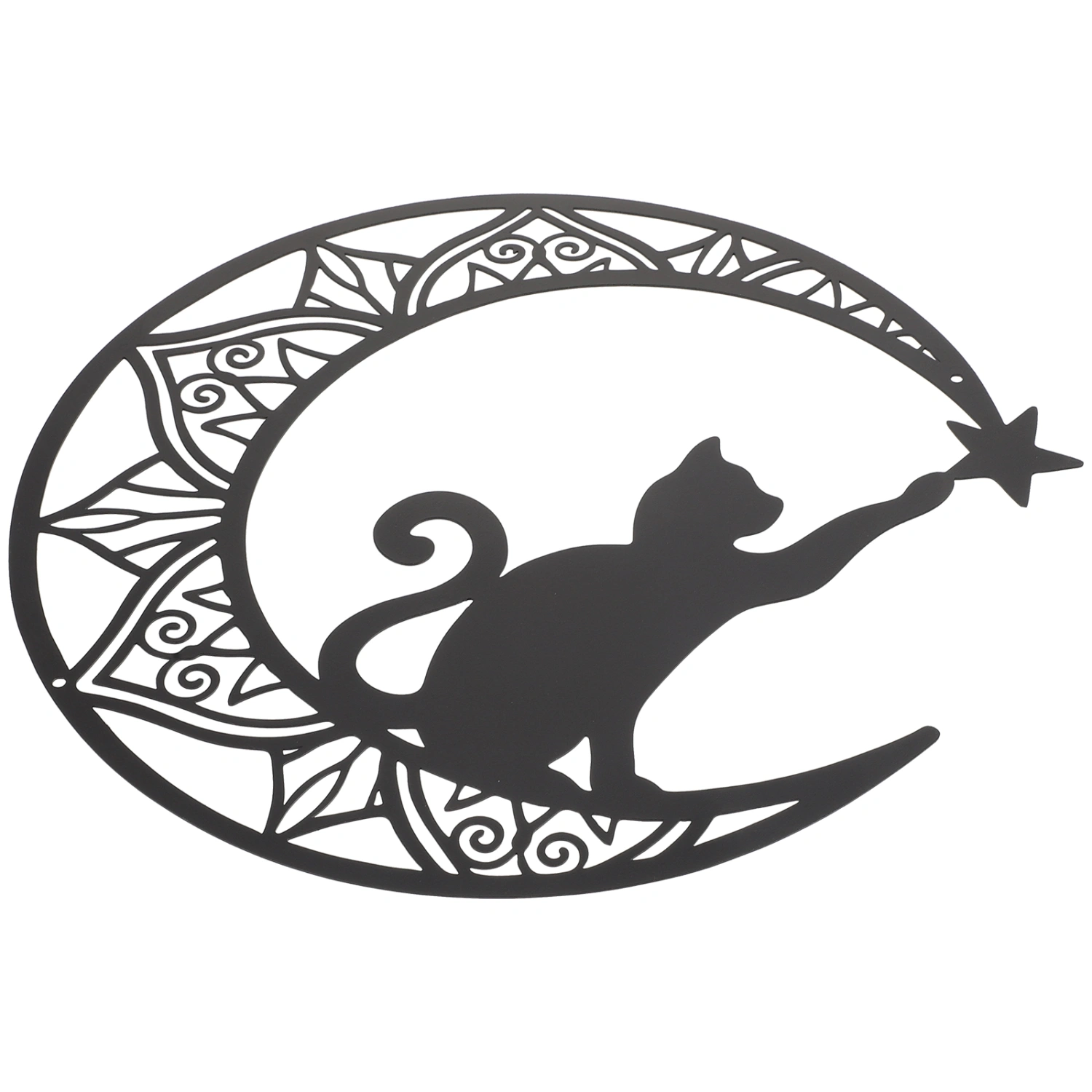 Metal Moon Cat Wall Art Cat Moon Wall Hanging Sculpture for Living Room Bedroom