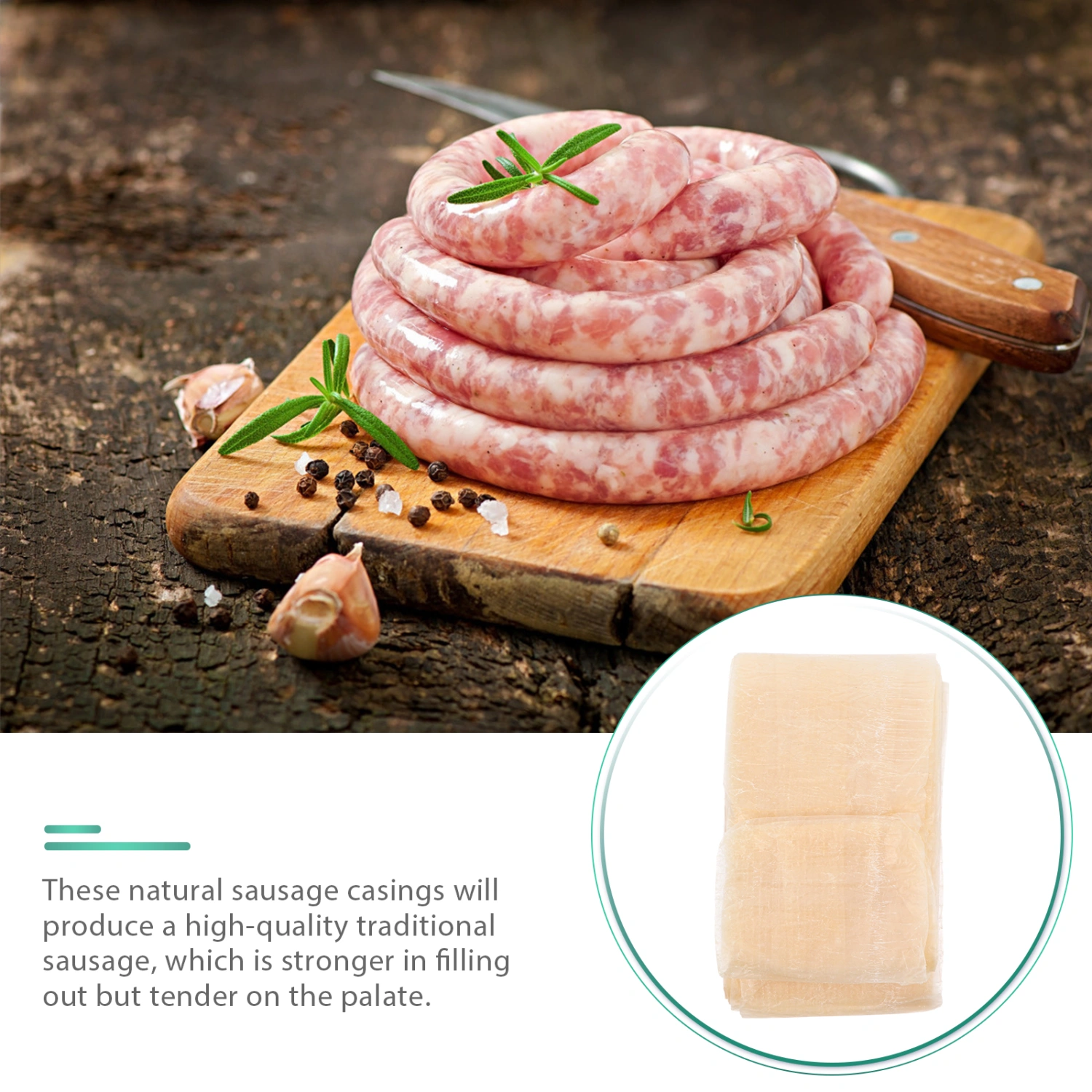 1pc Sausage Casing Natural Ham Sausage Casings Skins Natural Dry Skins