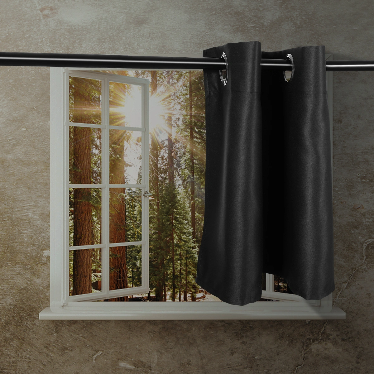 VORCOOL Pure Color Sun Proof Shade Screen Purdah Short Curtain Valance for Kitchen Balcony Home 74x46cm (Black)