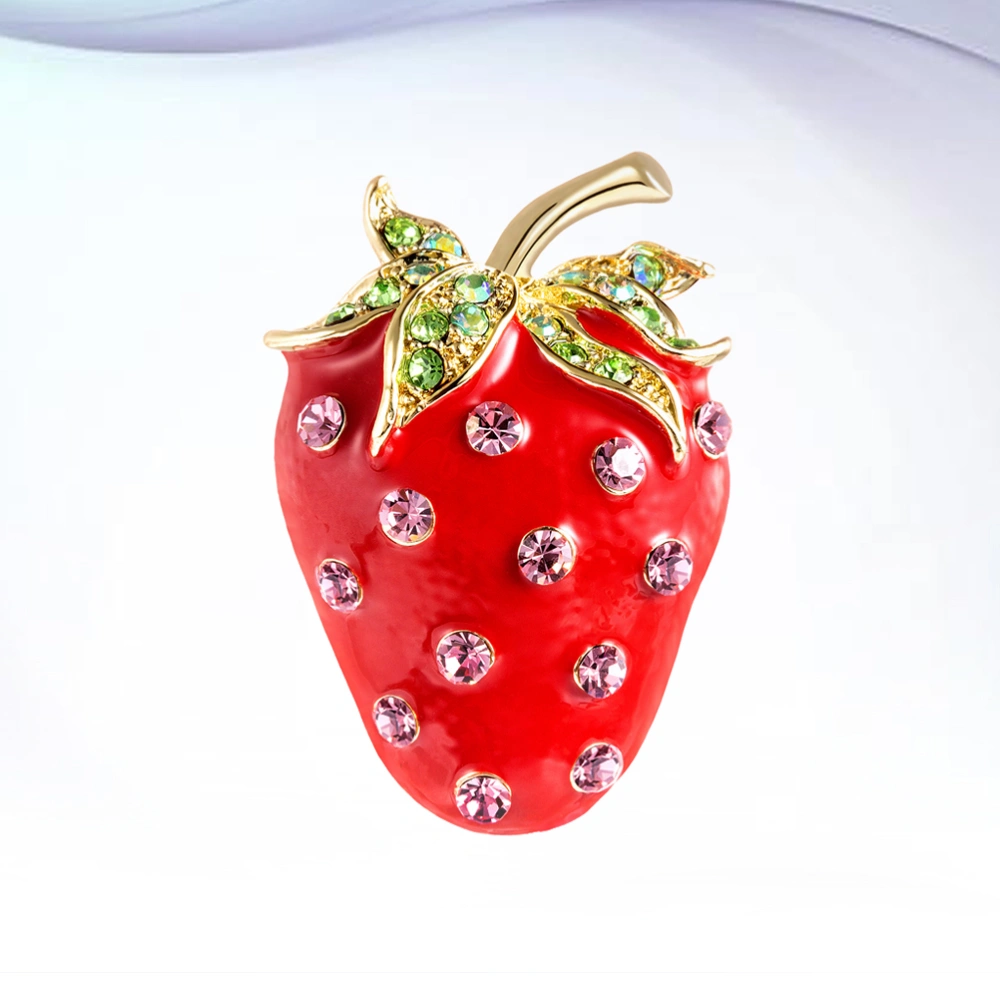 Chic Sweet Strawberry Design Brooch Trendy Style Fashionable Matte Brooch