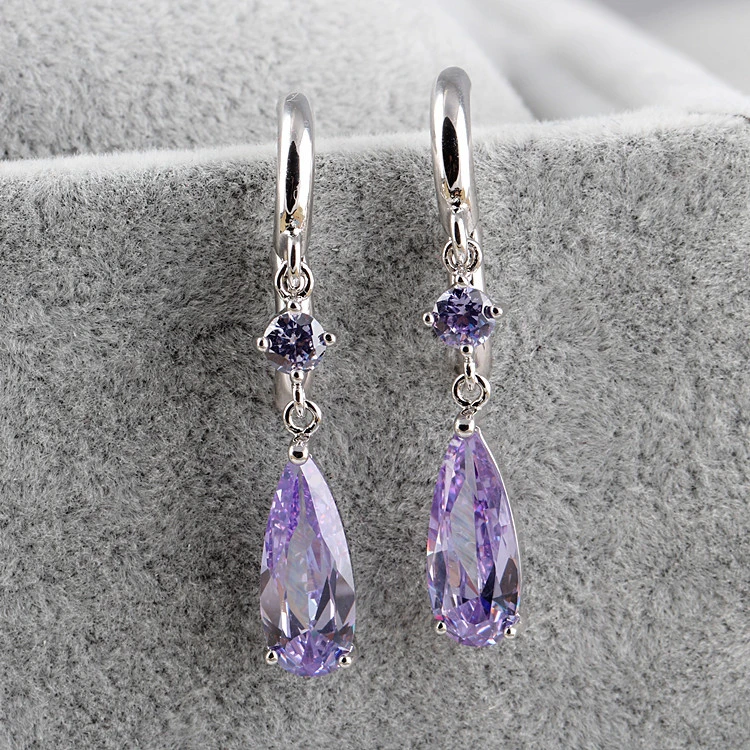 Simple All-matching Long Drop-shaped AAA Zircon Earrings