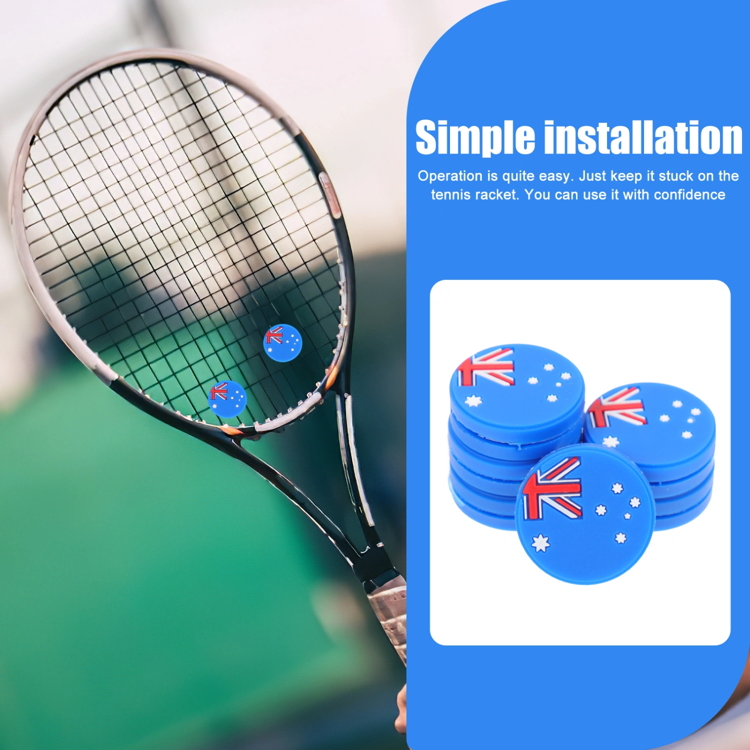 6pcs Racket Vibration Dampeners National Flag Designed Tennis Racket Shocking Absorbers
