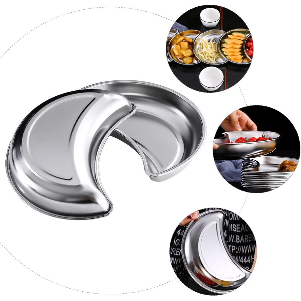 Stainless Steel Dish Moon Shape Fruits Dish Multi-functional Kitchen Plate