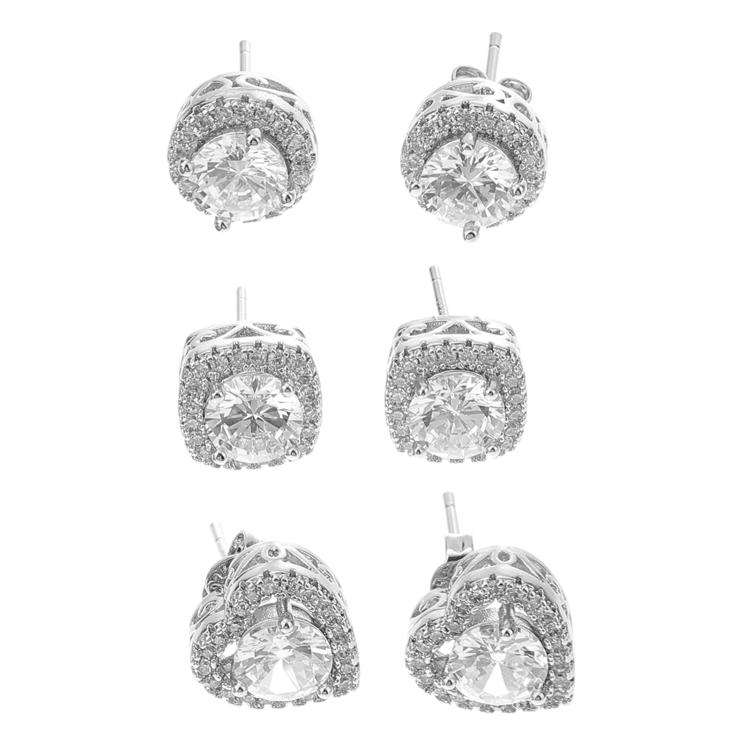 3 Pairs Zircon Ear Studs Women Earrings Chic Stud Earrings Ear Accessory