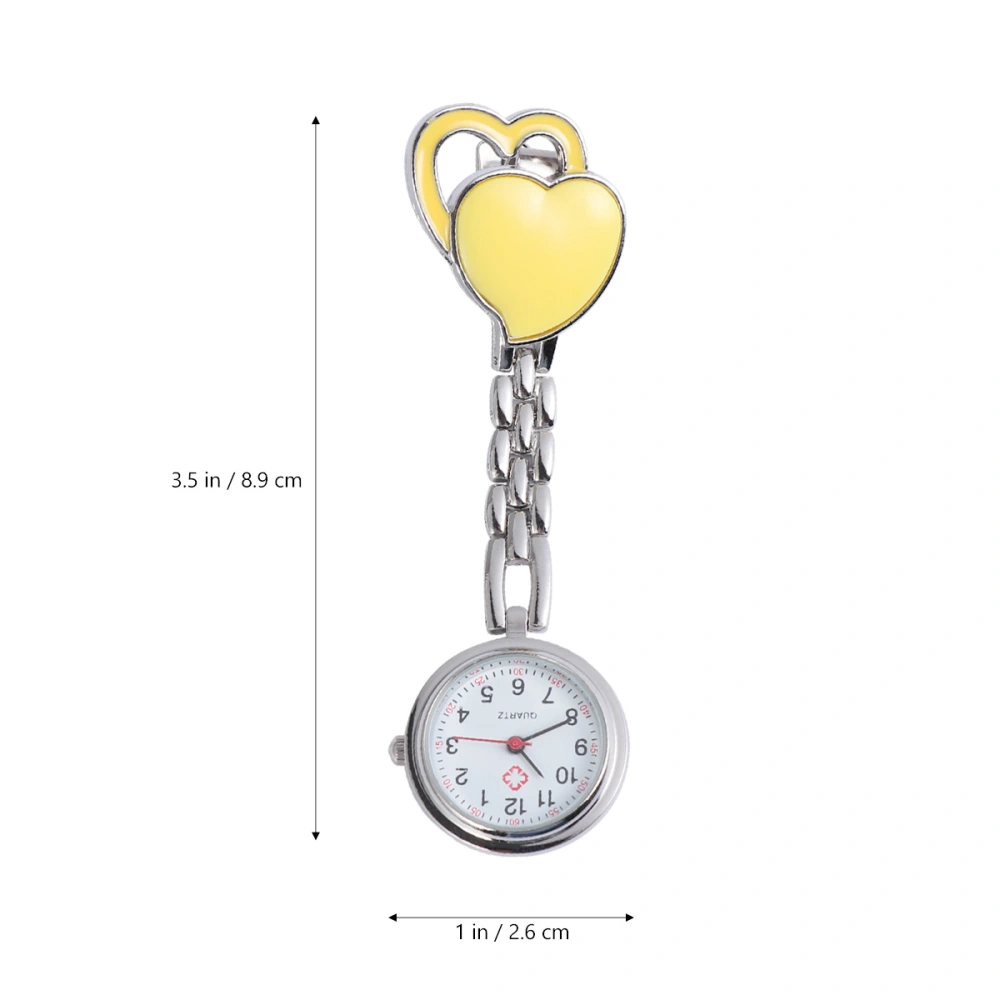 Heart Shaped Watch Waterproof Pocket Watch Fashion Creative Hanging Watch for Decor Use (Yellow)