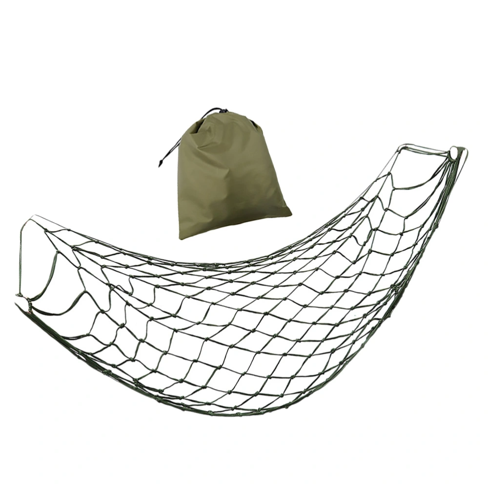 Durable Mesh Hammock Hanging Rope Hammock Nylon Sleeping Swing Net Thickened Mesh Bed for Outdoor Sports Hiking Camping (Army Green 240x80cm Thick Hammock + Rope + Green Bag)