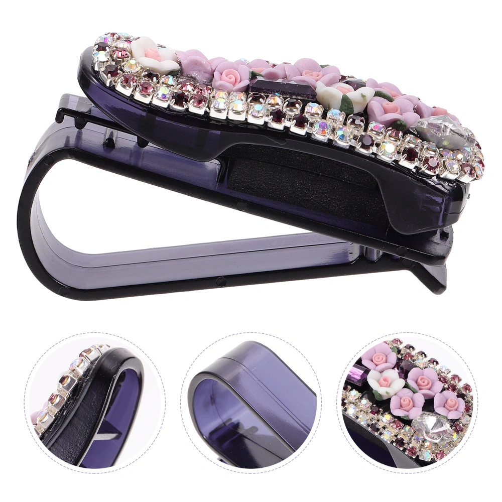 1Pc Rhinestone Car Sun Visor Glasses Holder Practical Sunglasses Mount Clip