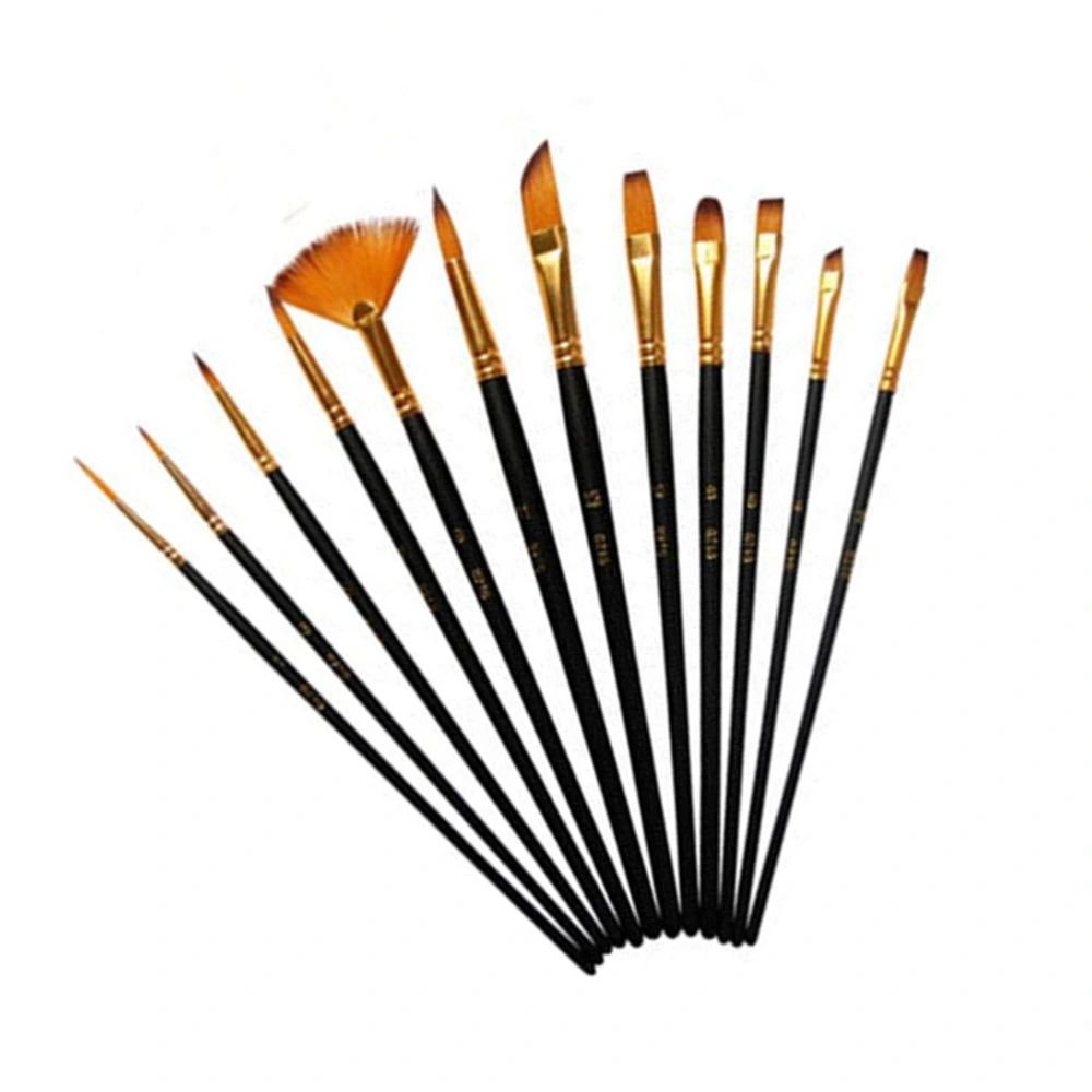 12PCS Nylon Hair Art Paint Brush Set Art Painting Tool for Beginners Professionals Students