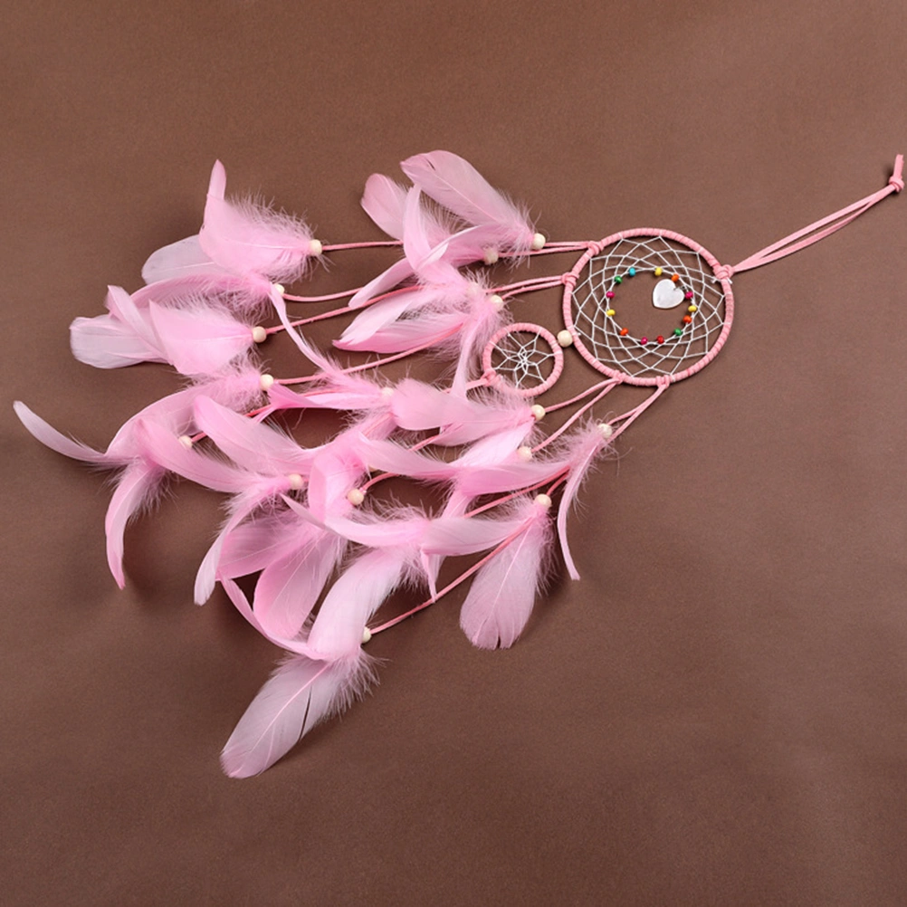 Creative Spider Web Dream Catcher Home Dream Network Decoration Pendant Car Feather Ornaments(Pink Finished Product)