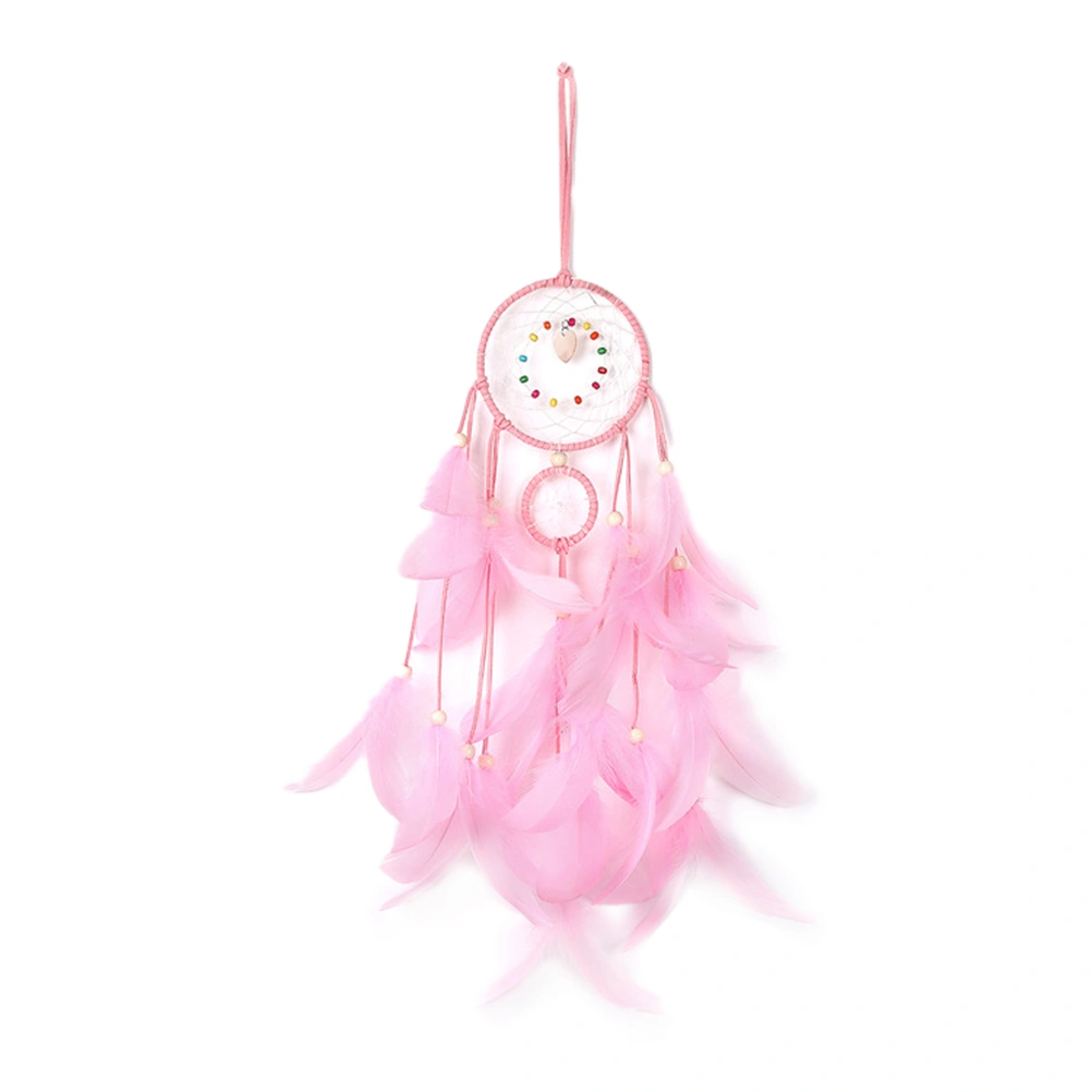 Creative Spider Web Dream Catcher Home Dream Network Decoration Pendant Car Feather Ornaments(Pink Finished Product)