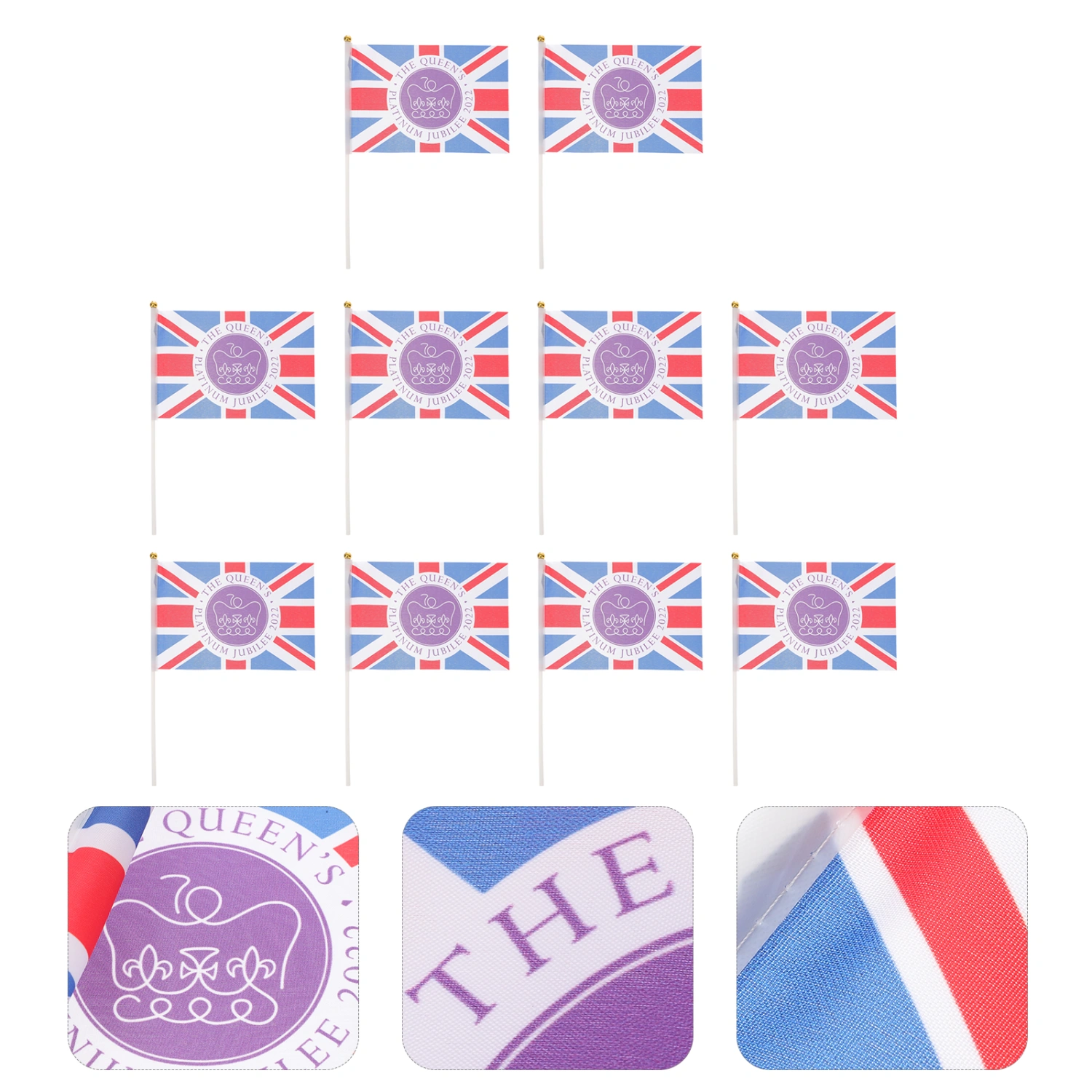10pcs Small British Flags UK Handheld Flags Mini Britain Flags Car Decorations