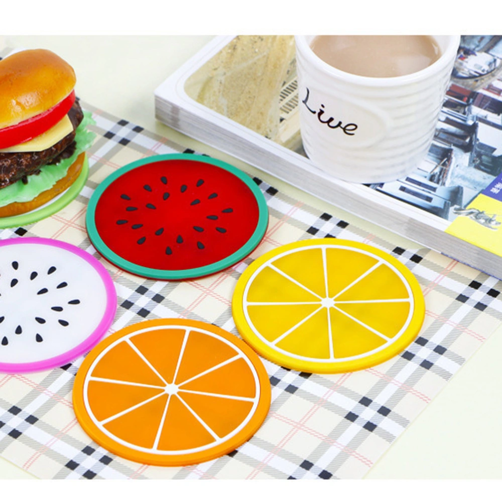 5 PCS Heat Resistant Silicone Fruit Pattern Cup Mat Coaster Drink Pads