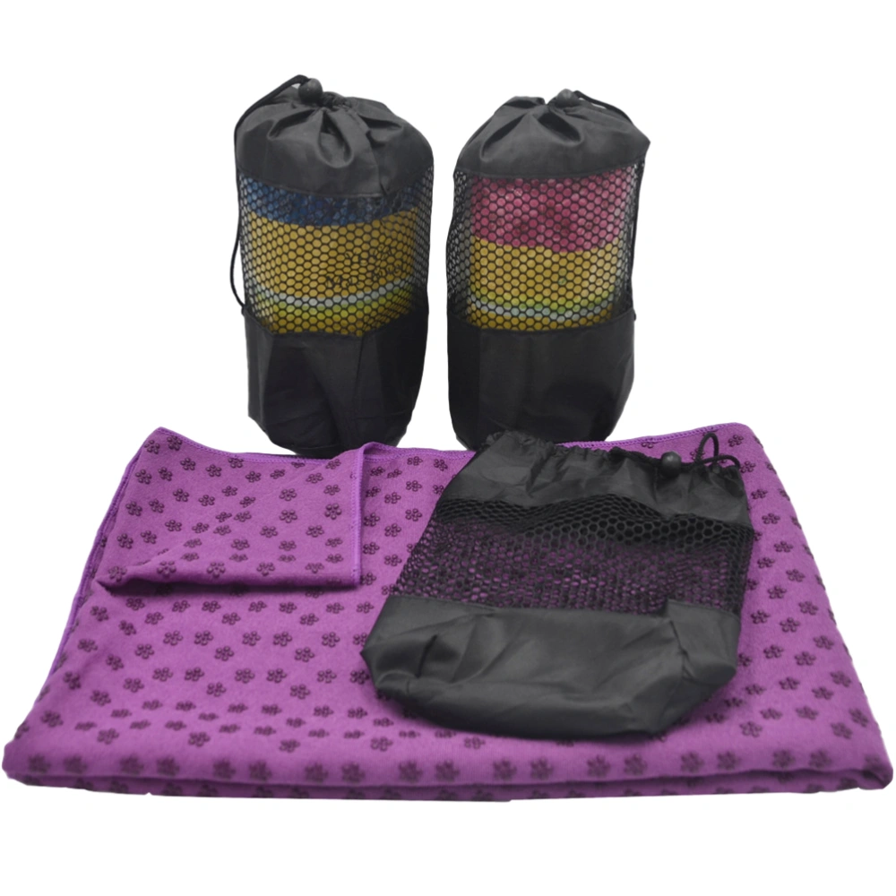 Non Yoga Mat Cover Towel Fitness Exercise Pilates Blanket with Free Bag (Purple)