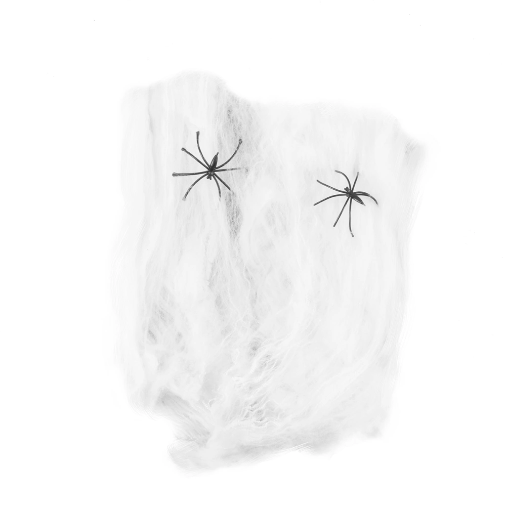 60G White Spider Web Spider Cotton Haunted House Props Creepy Halloween Supplies for Festival Decoration White