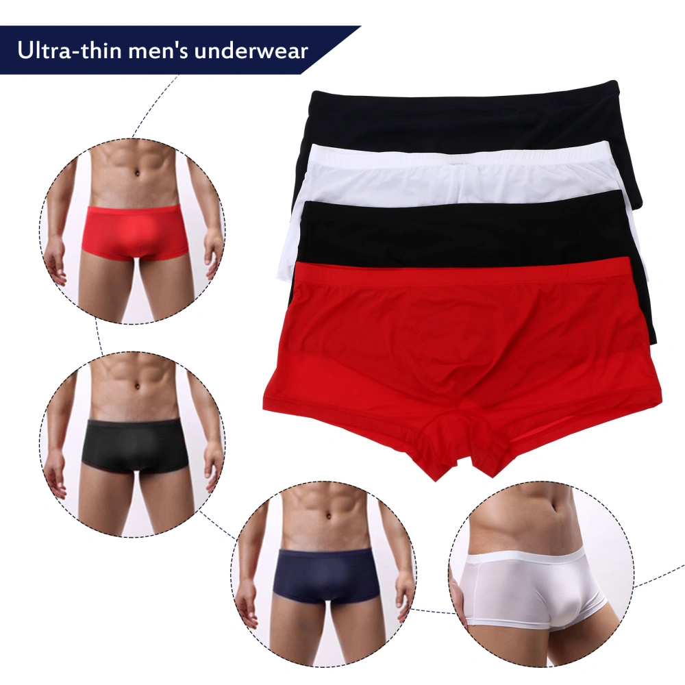 4Pcs Men's Sexy Underpants Breathable Ice Silk Underwear Erotic Panties for Men