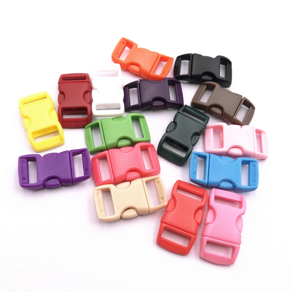 100pcs 10mm Colorful Eco-Friendly Plastic Buckles for Paracord Backpack Dog Collar (Random Color)