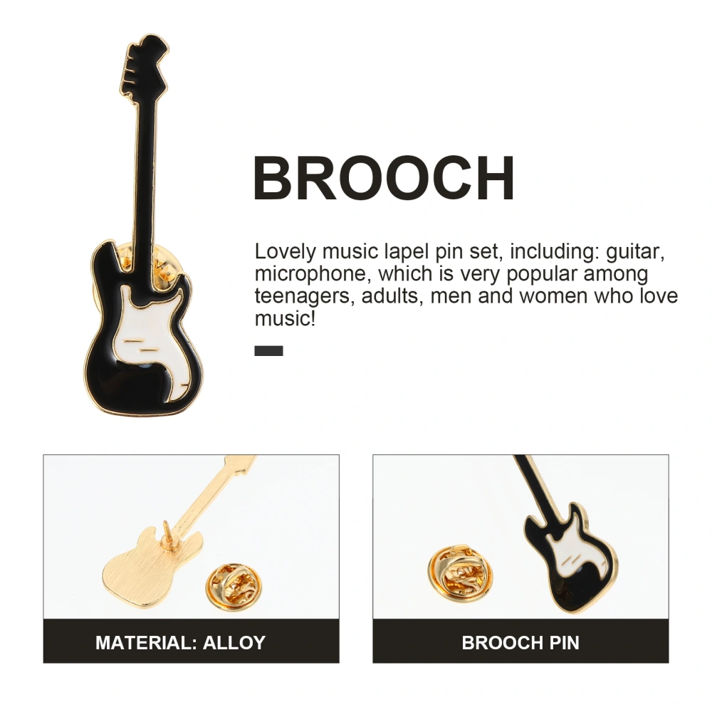 4pcs Alloy Brooch Pin Microphone Breastpin Guitar Breastpin for Decor Use