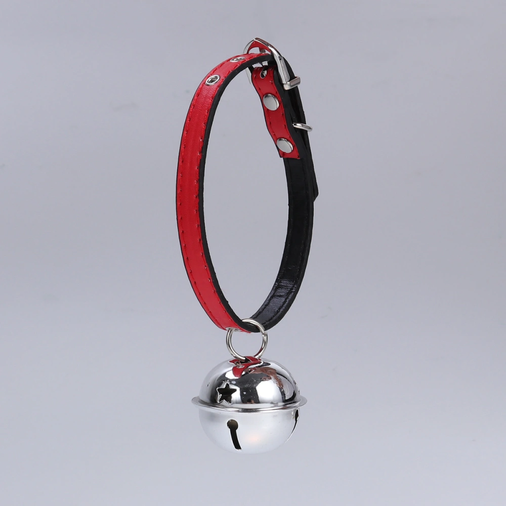 Adjustable Pet Collar with Small Bell Personalized Collars for Dogs Puppy (Red)