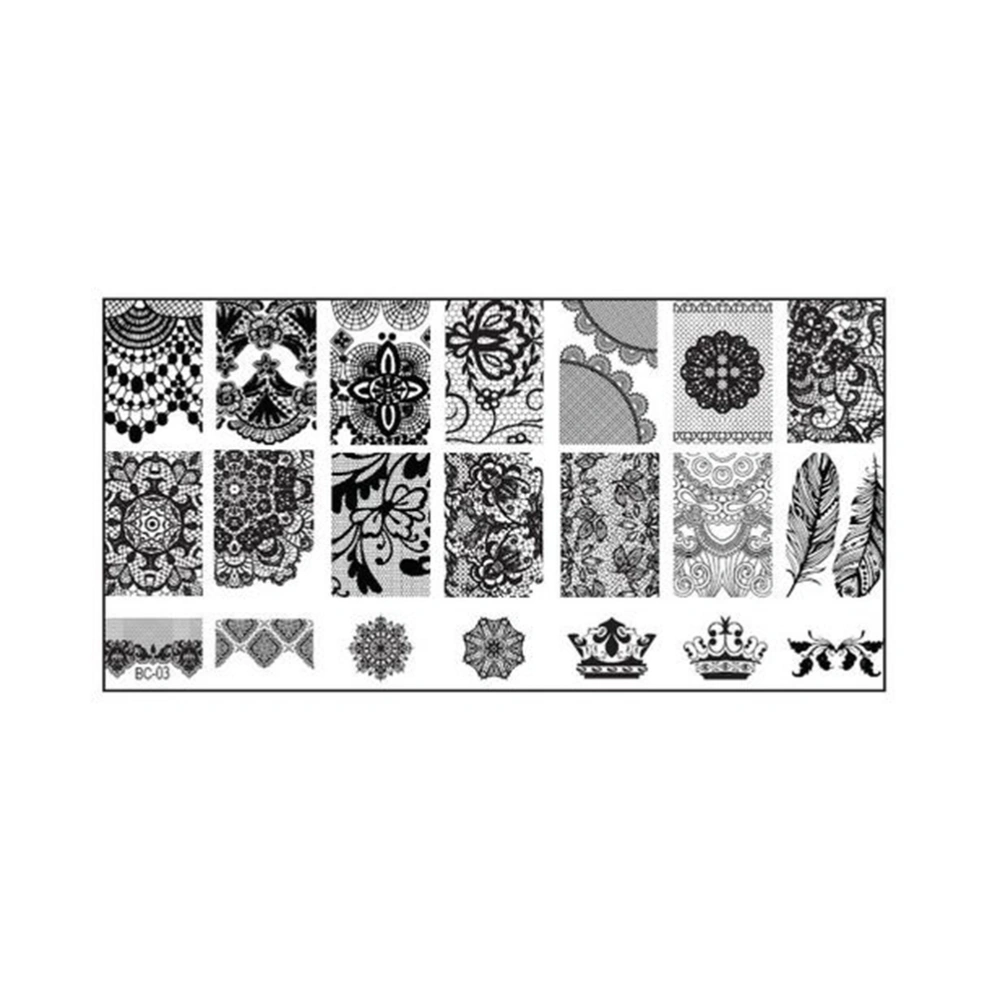 Nail Art Stamping Plate Lace Designs Nail Art Polish Stamping Manicure Plates Accessories (BC-03)