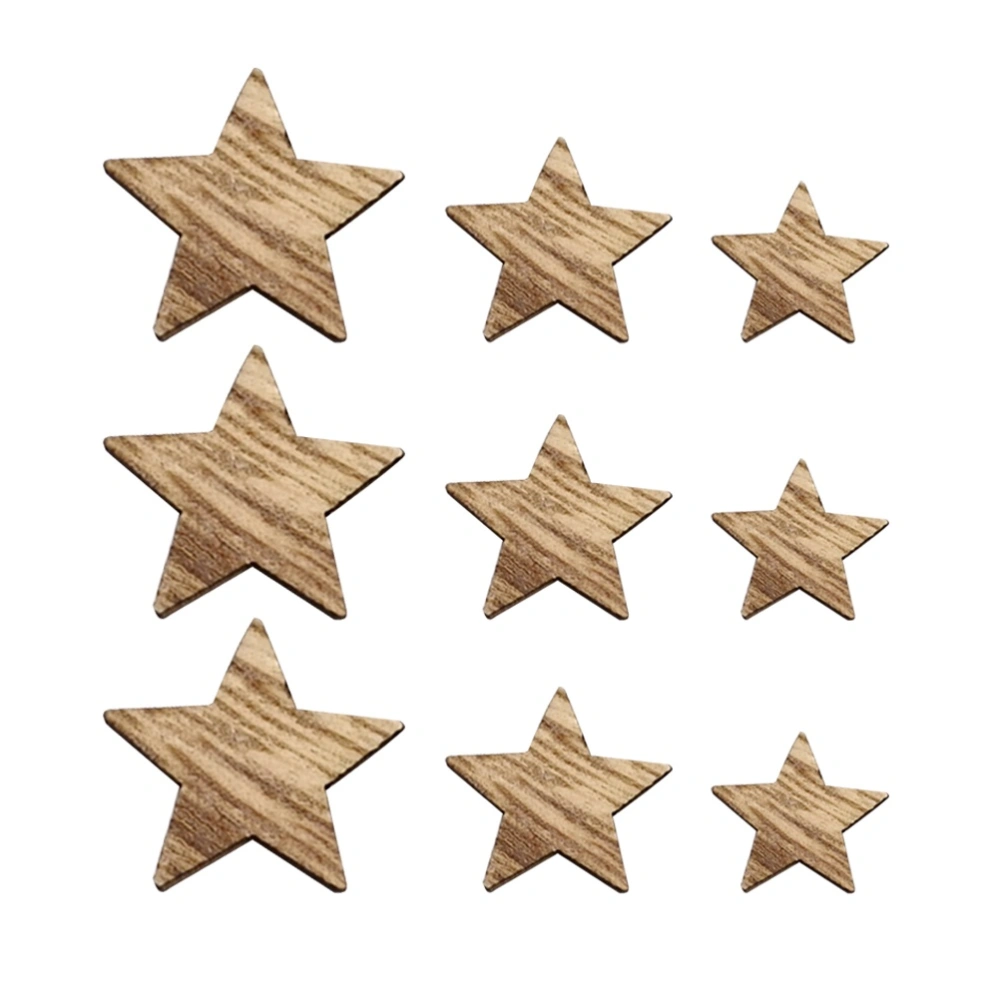 200PCS Star Shaped Slices DIY Wooden Pieces Wall Decorative Patches Handmade Ornaments Supplies