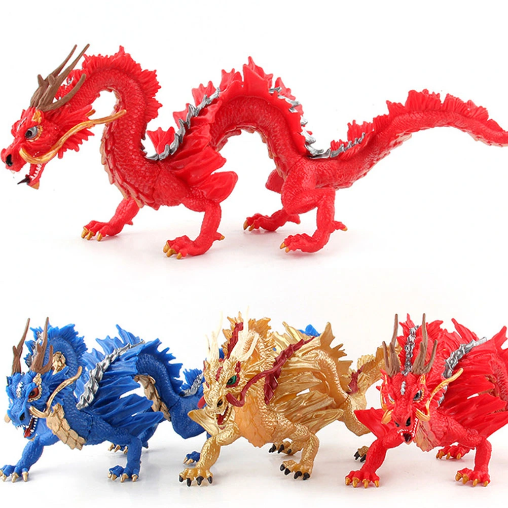 1Pc Simulation Dragon Solid Animal Figure Toy Model Decoration for Kid (Blue Dragon)