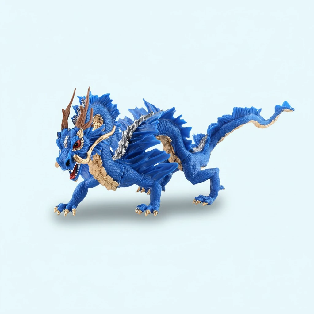 1Pc Simulation Dragon Solid Animal Figure Toy Model Decoration for Kid (Blue Dragon)
