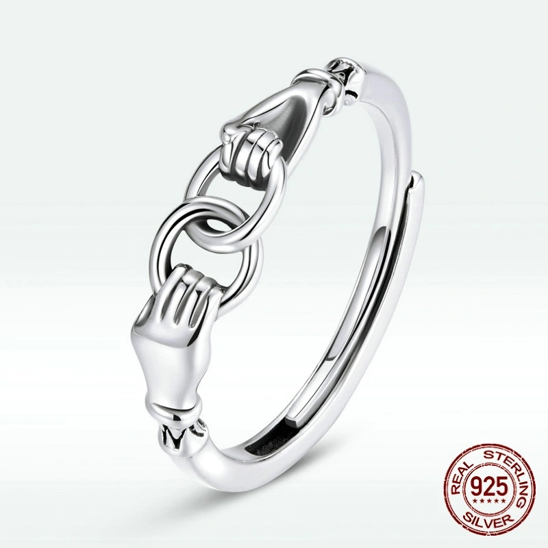 S925 Sterling Silver Simple Fashion Phase Buckle Ring