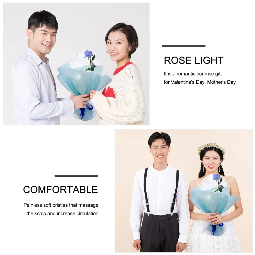 Valentine's Day Gift Luminous Rose Flower Balloon with Lights Dome Desktop Decor