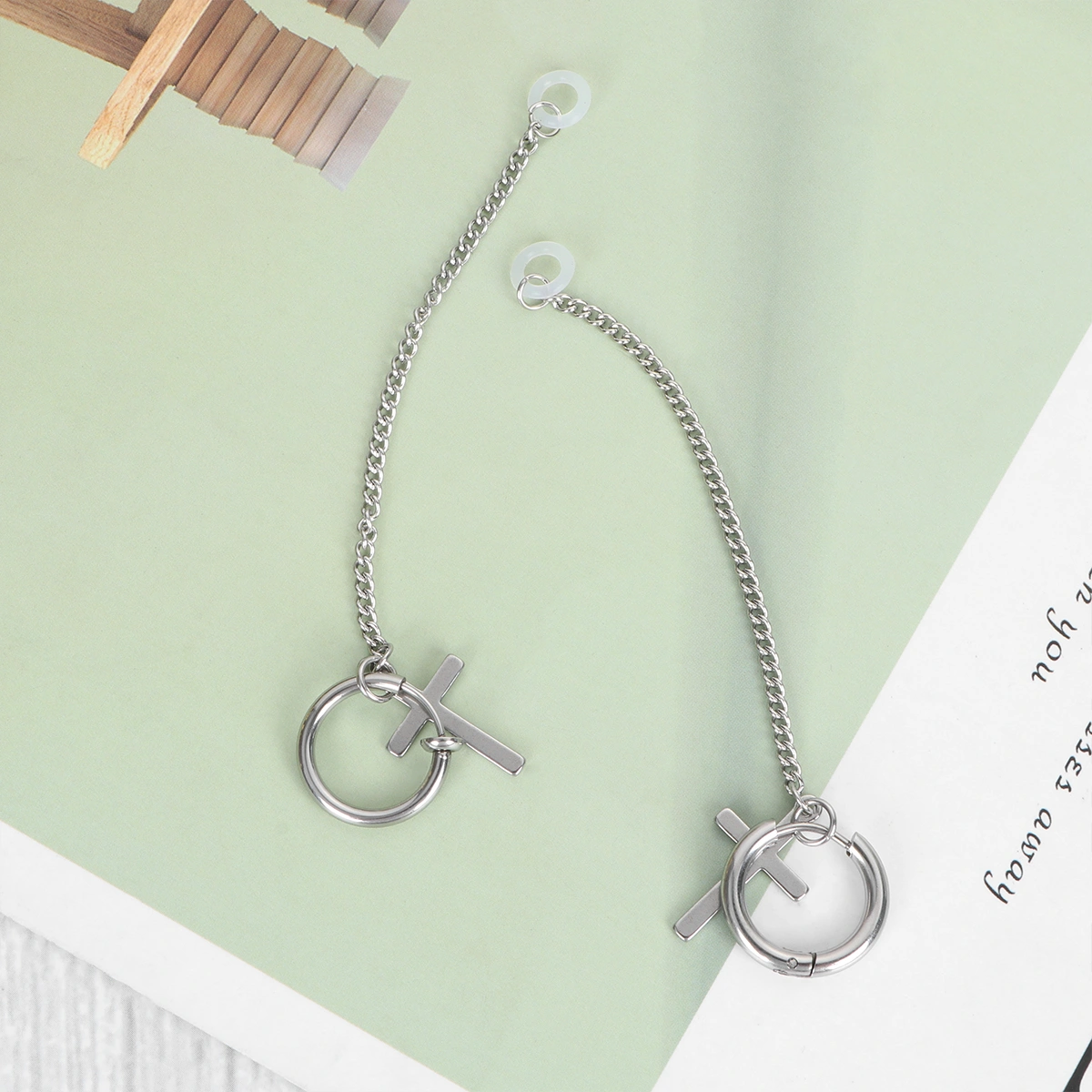 9pcs Earphone Anti-lost-earring Wireless Earphone Earclip Titanium Steel Fadeless Earring Without Earphone (Silver)