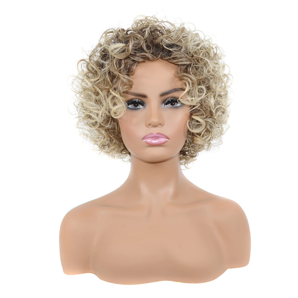 Short Afro Wig High High Temperature Fiber Hair Wig Fashion Women Headwear for Daily Use