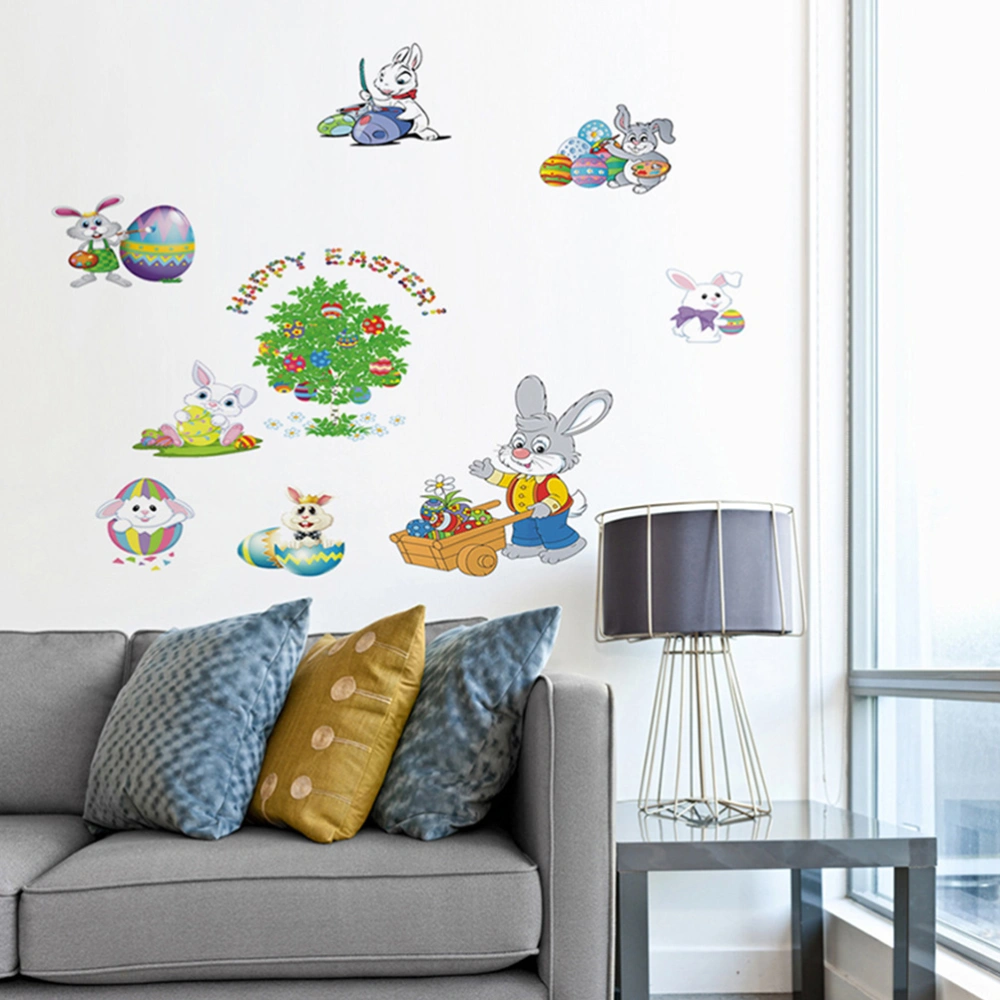 1 Pc Easter Living Room Bedroom Decorative Rabbit Wall Sticker (Assorted Color)