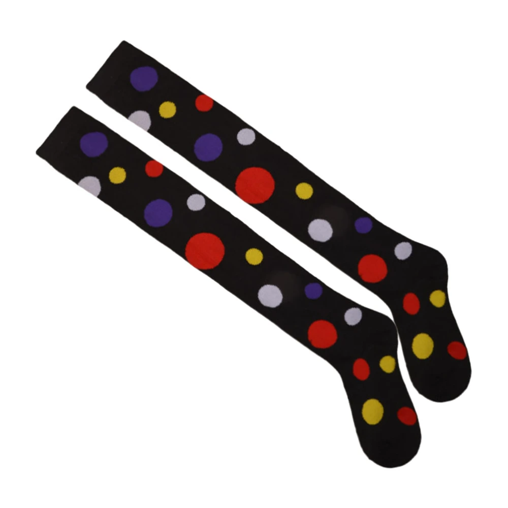 1 Pair Clown Cosplay Stockings Dot Pattern Over The Knee High Socks Long Socks Party Dress Up Performance Dance Socks (Black)