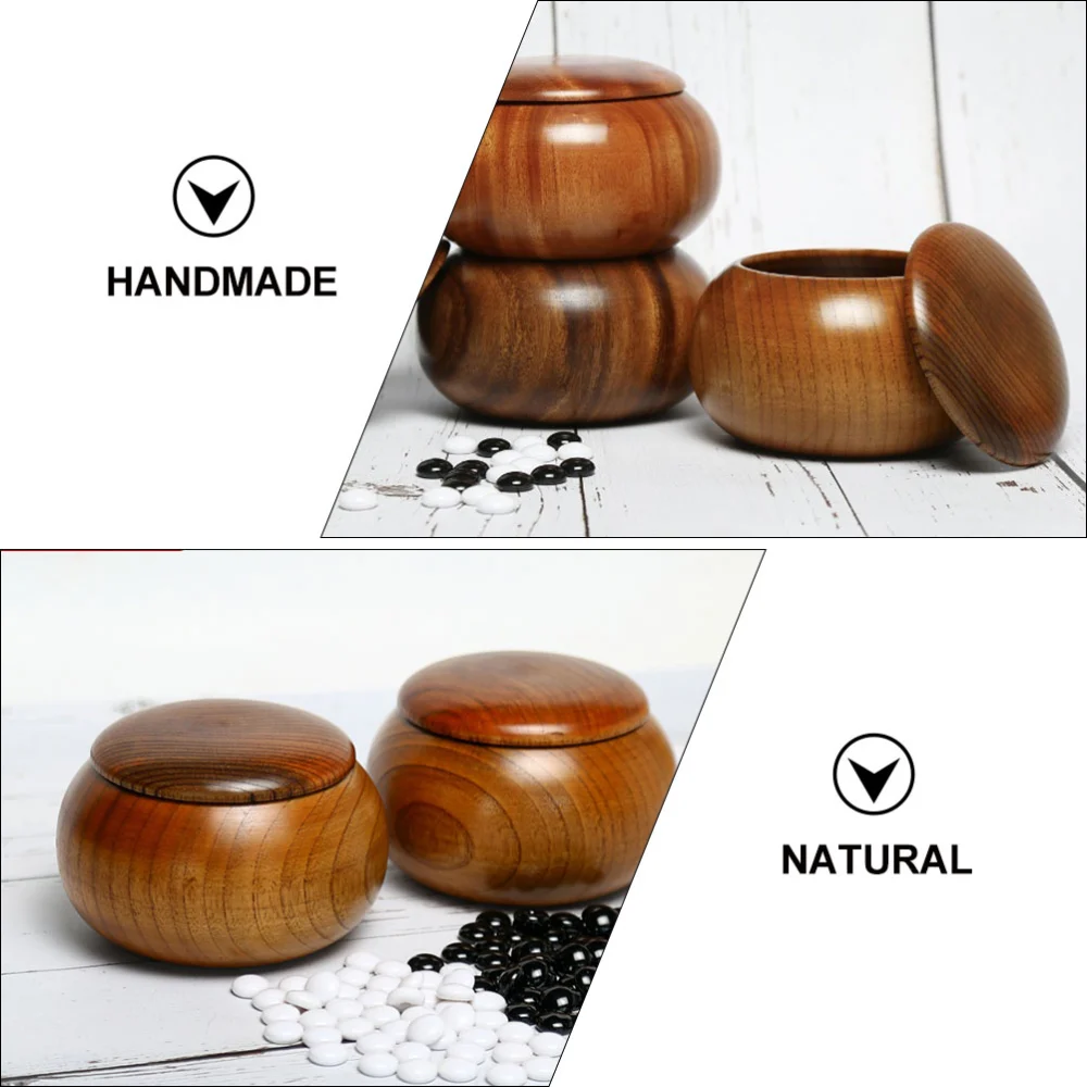 1Pc Go Chess Game Stones Storage Can Delicate Jujube Wood Jar (Light Brown)