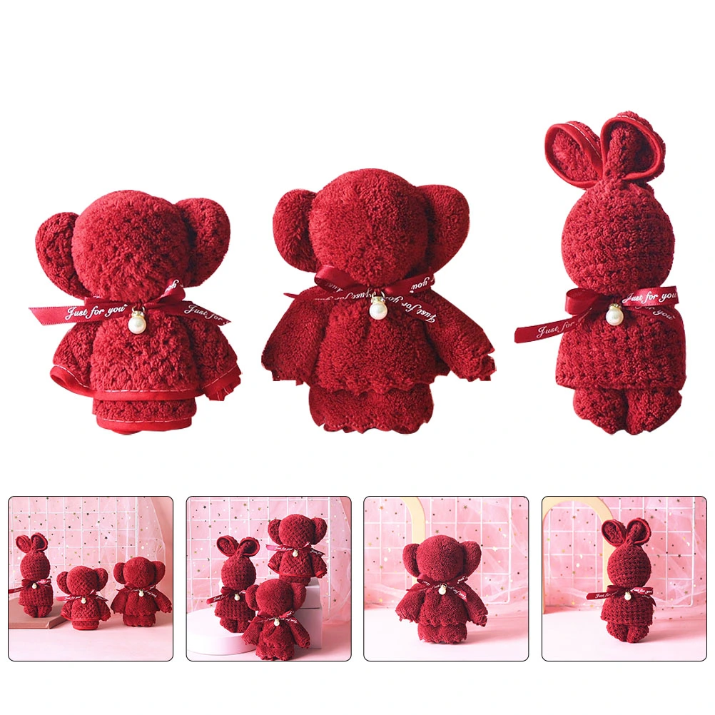 3Pcs Household Bear Towels Adorable Easter Towels Decorative Valentine Towels Home Accessory