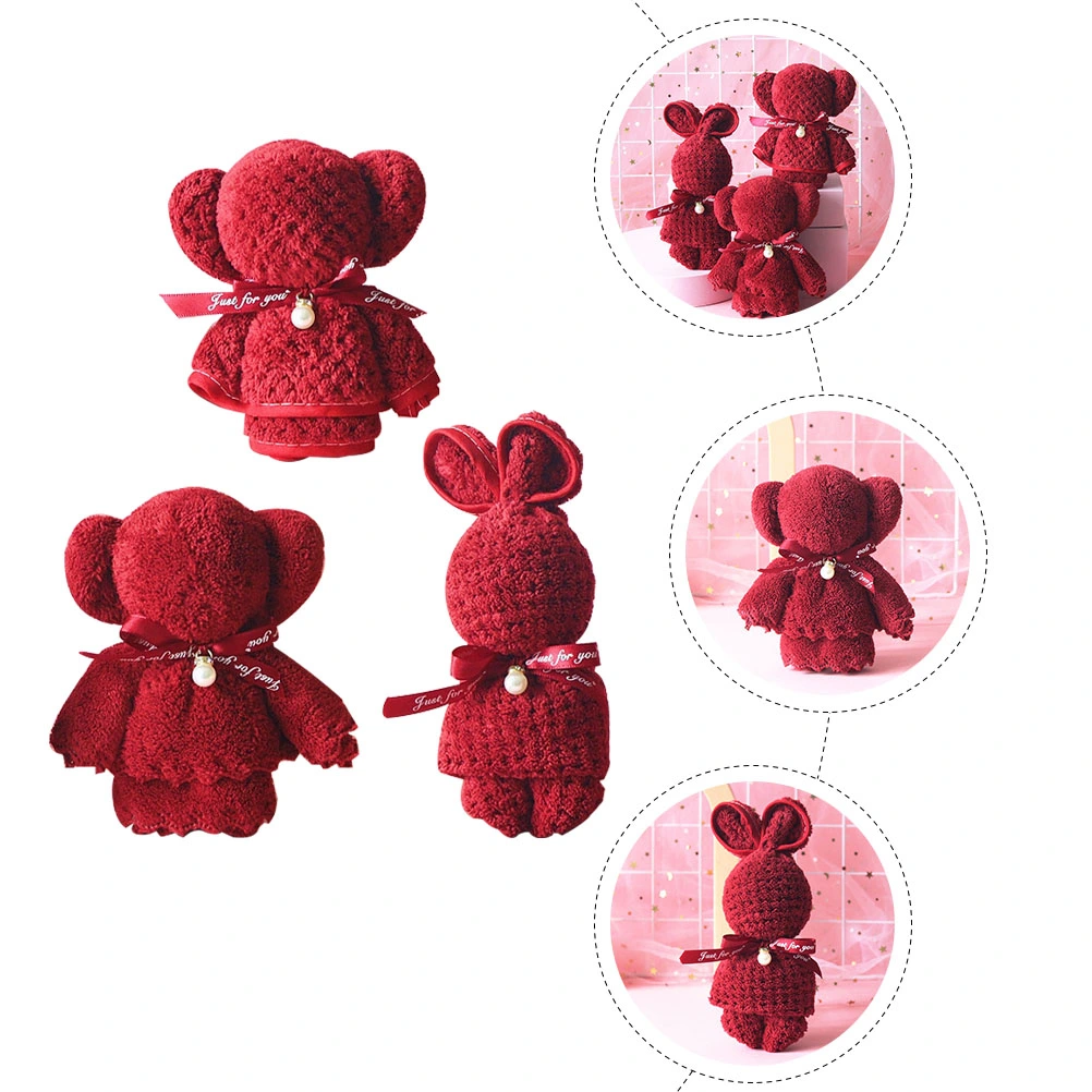3Pcs Household Bear Towels Adorable Easter Towels Decorative Valentine Towels Home Accessory