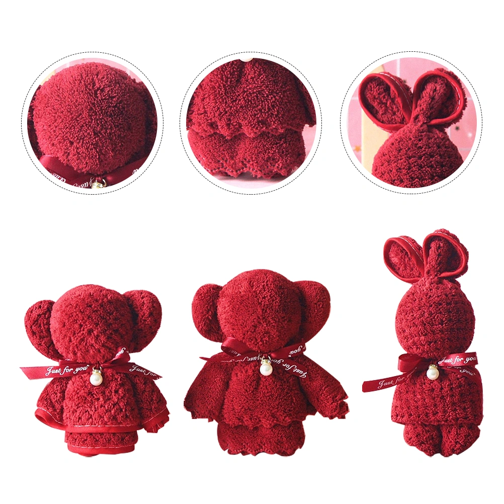3Pcs Household Bear Towels Adorable Easter Towels Decorative Valentine Towels Home Accessory