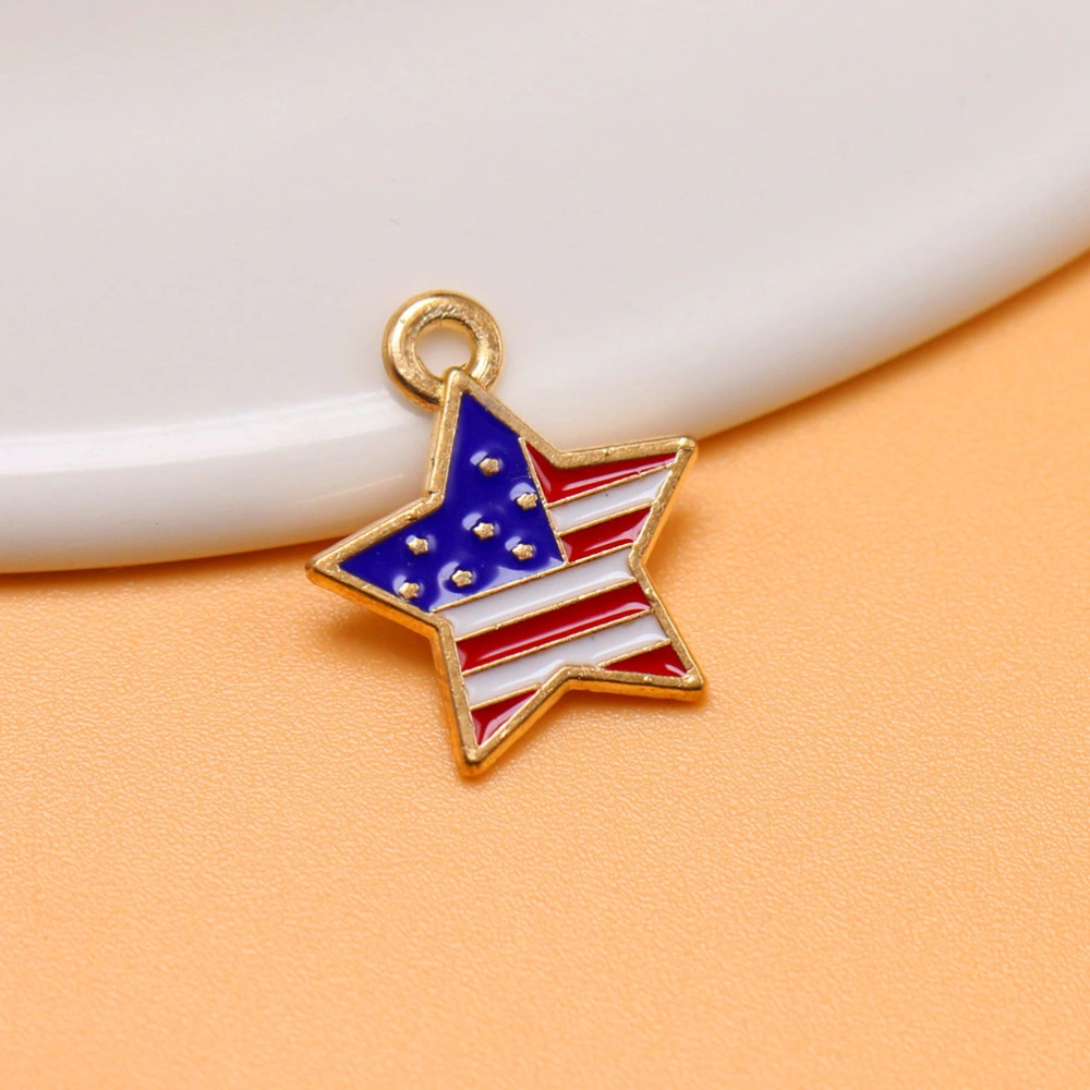 20pcs American Flag Deisgn Pendant Charm Independence Day Star Charms Pentagram Diy Jewelry Making Accessories for Necklace Bracelet Jewelry American National Day